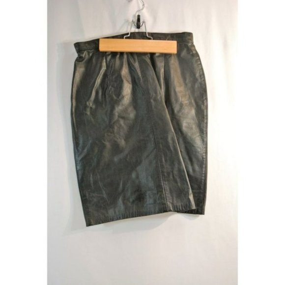Cosa Nova Black  Leather Pencil Skirt Vintage - Picture 3 of 8